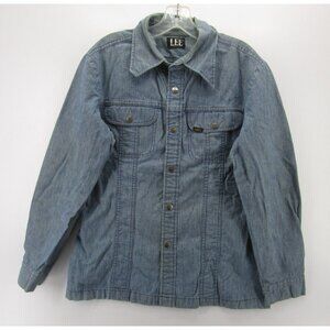 VINTAGE Lee Jacket Small Western Trucker Denim Shacket 70s Snap USA *